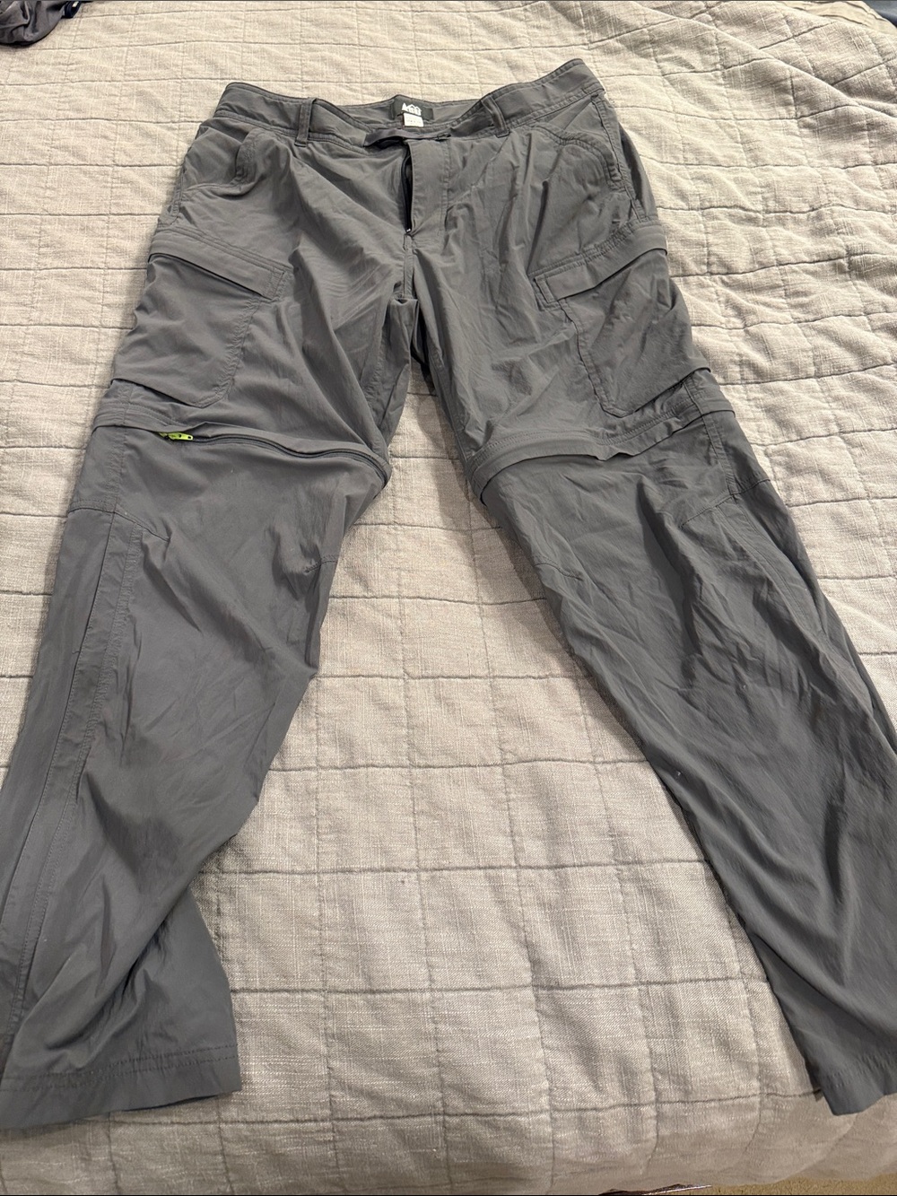 REI Gray Convertible Cargo Pants with Zip-Off Legs